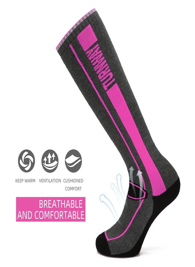 TurnWay 2-Pairs Ski Socks Over The Calf (OTC) for Skiing, Snowboarding, Winter Outdoor Activities for Men & Women (Purple, Small) - Image 4